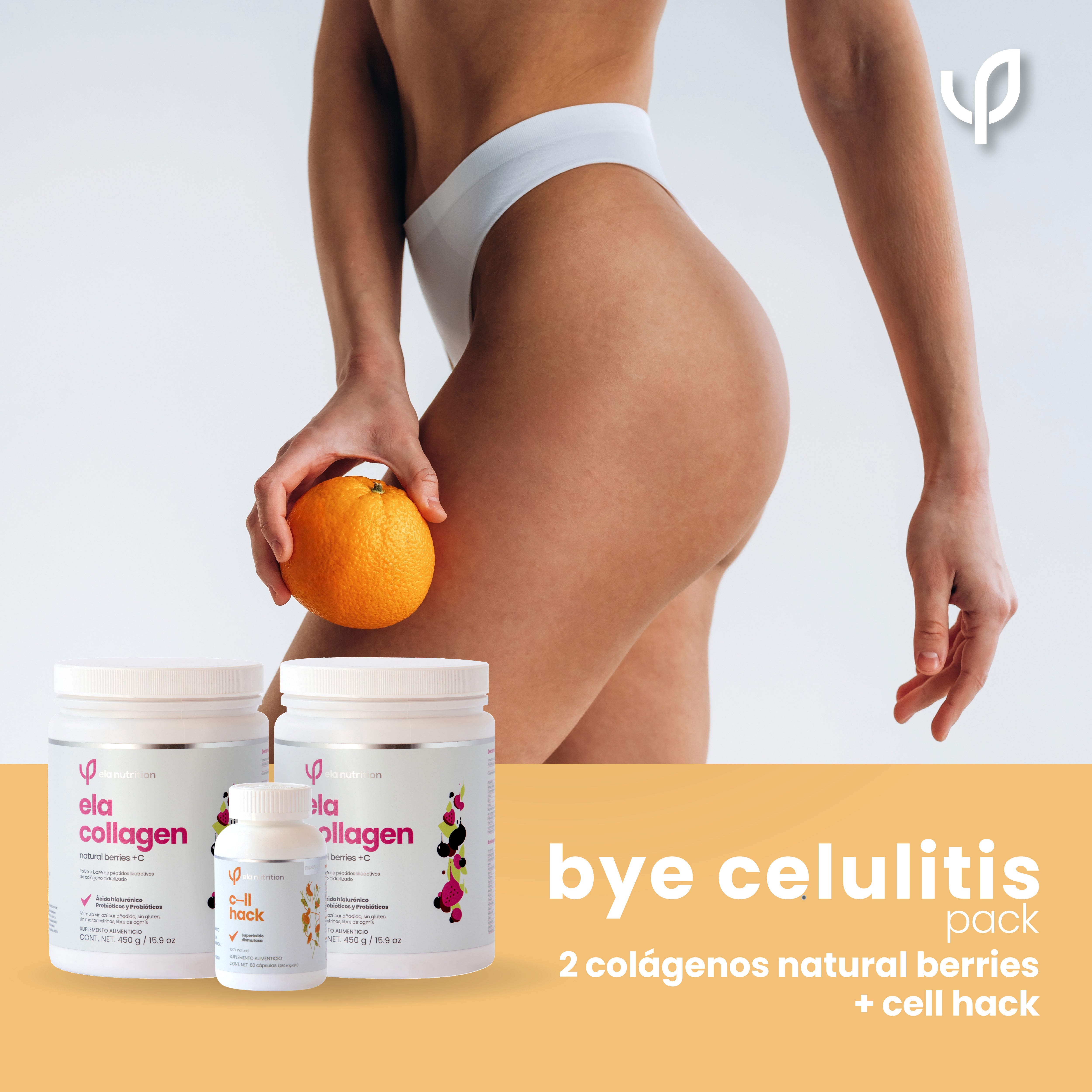 Bye celullite pack cell hack + colágenos de berries